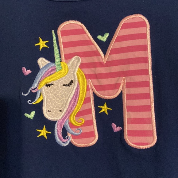 Little girls M monogrammed long sleeve ruffle ruffle shirt - Picture 2 of 4